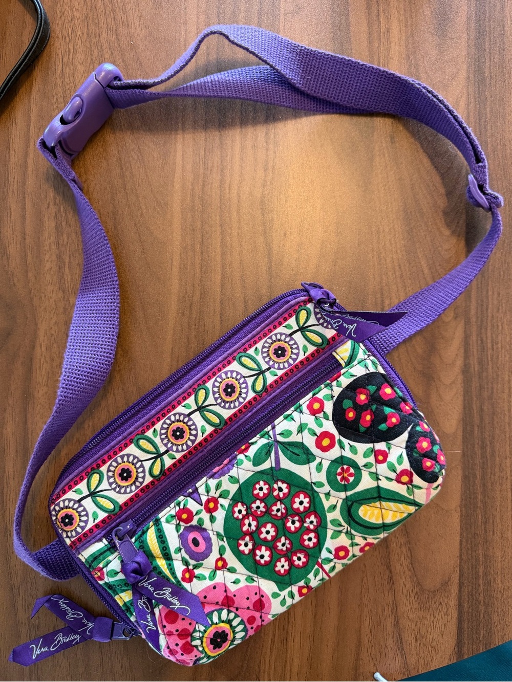 Vera Bradley Purple Floral Quilted Crossbody Fanny Pack Belt Bag